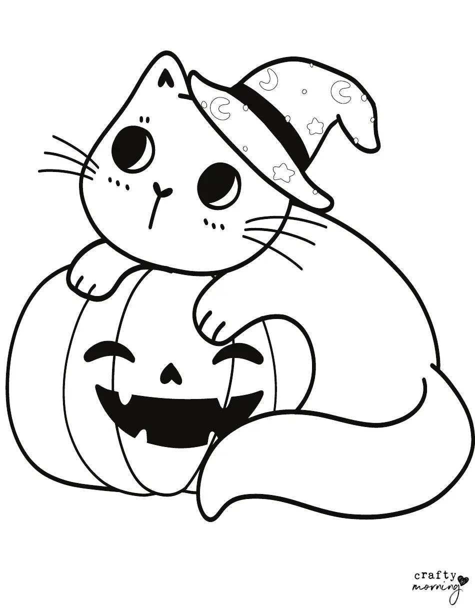 Halloween Cat Coloring Page Download Printable PDF Templateroller