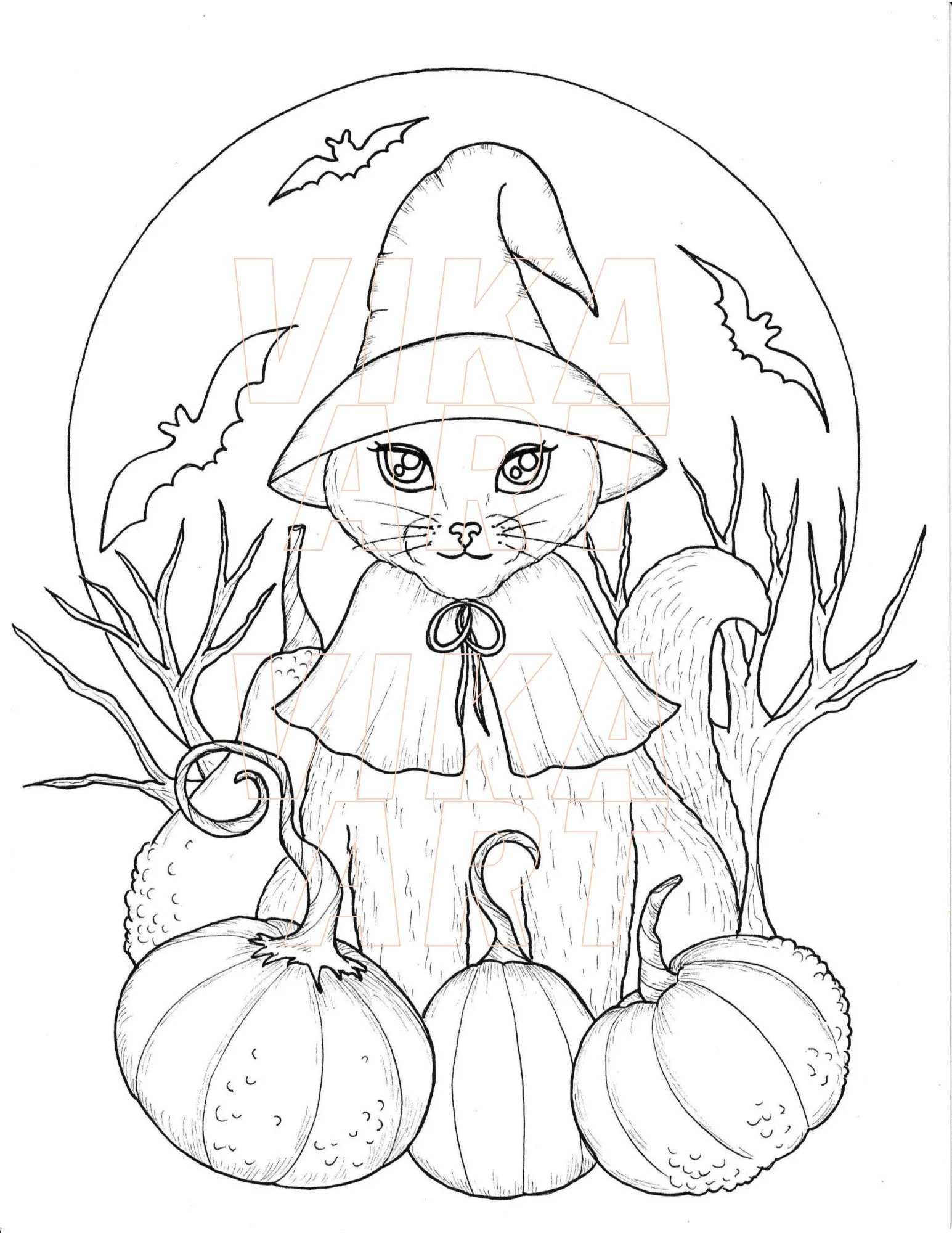Coloring Pages Haloween Cat