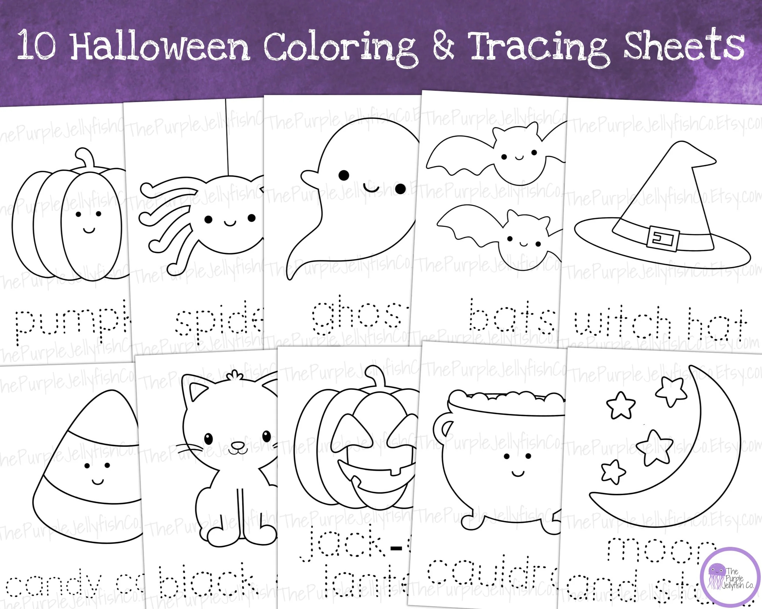 Halloween Coloring Pages For Kids Preschool Tracing Worksheets Printable Halloween Activity Sheets For Prek Toddlers Fine Motor Skills Etsy