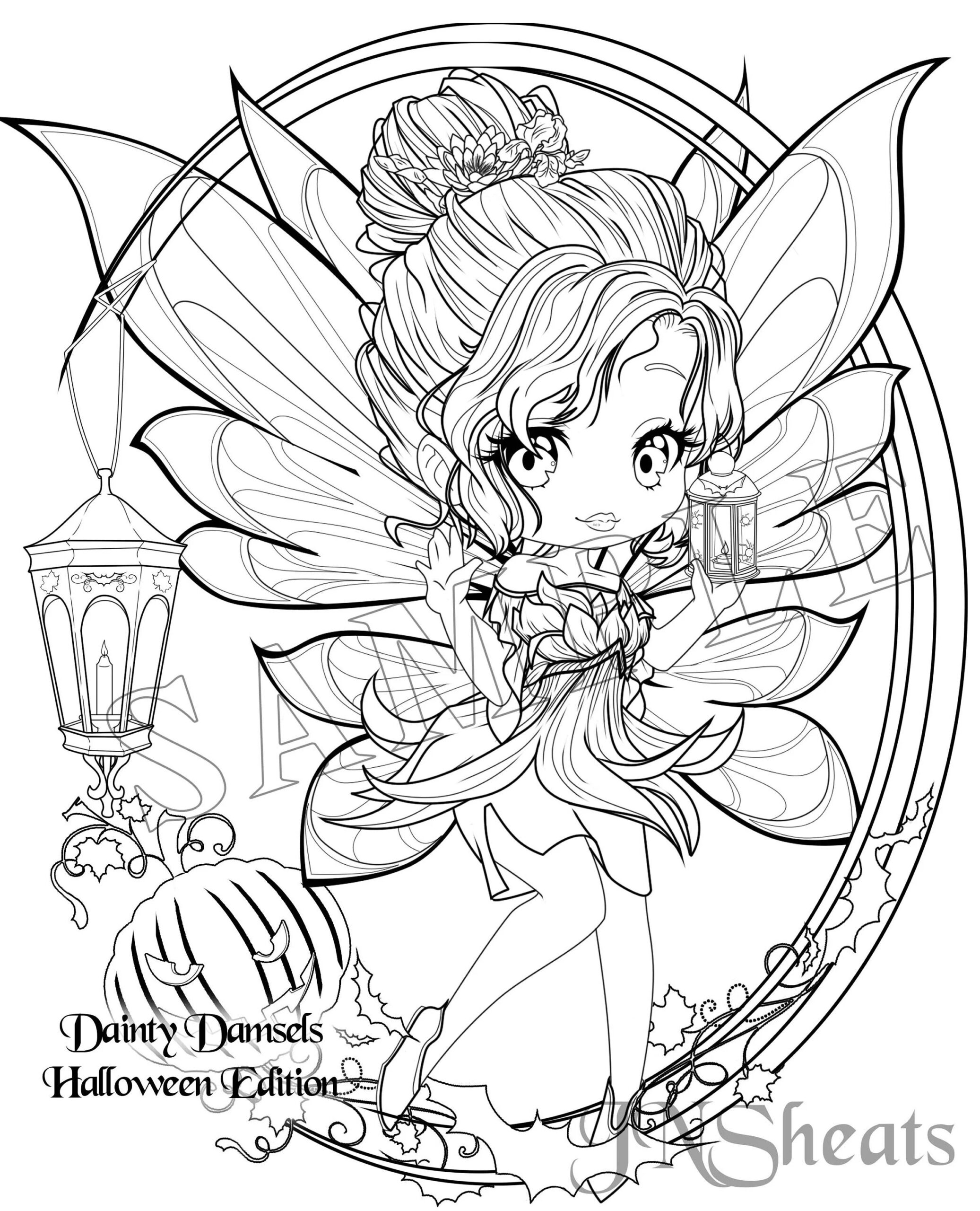 Halloween Fairy Coloring Page Download Etsy Halloween Fairy Coloring Page Download Etsy