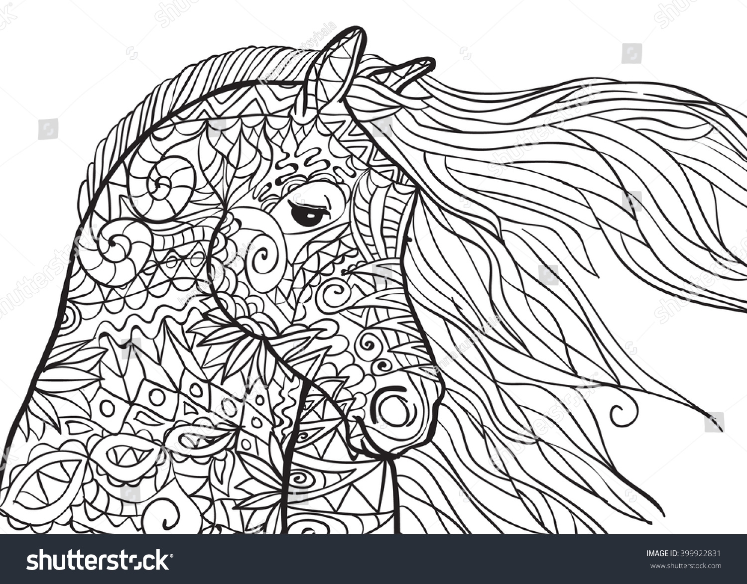 Hand Drawn Coloring Pages Horses Head Stock Vector Royalty Free 399922831 Shutterstock Hand Drawn Coloring Pages Horses Head Stock Vector Royalty Free 399922831 Shutterstock