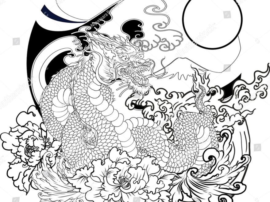 Hand Drawn Dragon Tattoo Coloring Book Stock Vector Royalty Free 1421312732 Shutterstock