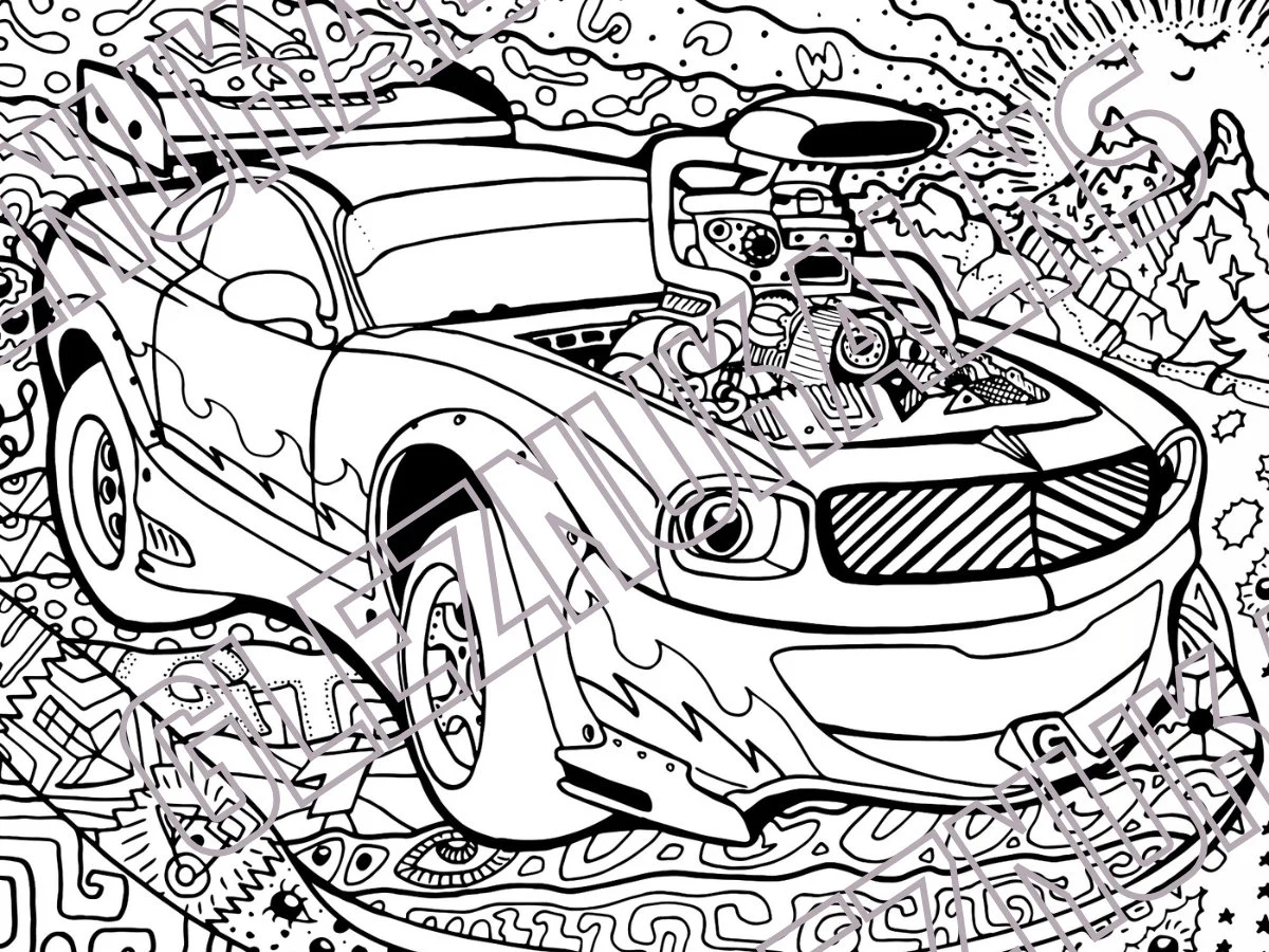 Hand drawn Muscle Cars Coloring Pages With 33 Detailed Designs Digital Download Printable Adult Coloring Book PDF Original Artist Etsy