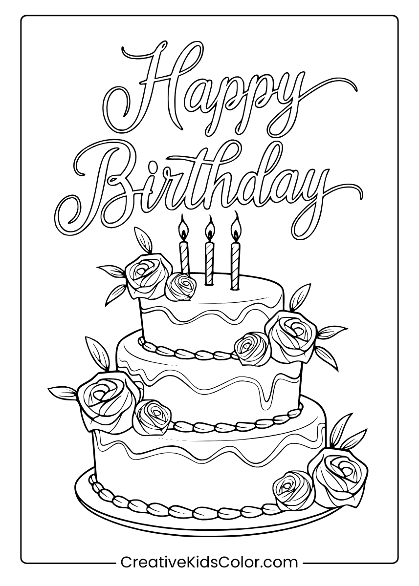 Happy Birthday Coloring Pages 25 Free Printable PDF 