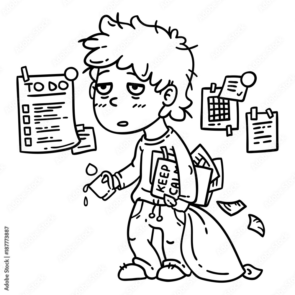 Hard Work Man Tired Man Business Man Working Hard Isolated Objects On White Background Vector Illustration Coloring Page Stock Vector Adobe Stock Hard Work Man Tired Man Business Man Working Hard Isolated Objects On White Background Vector Illustration Coloring Page Stock Vector Adobe Stock