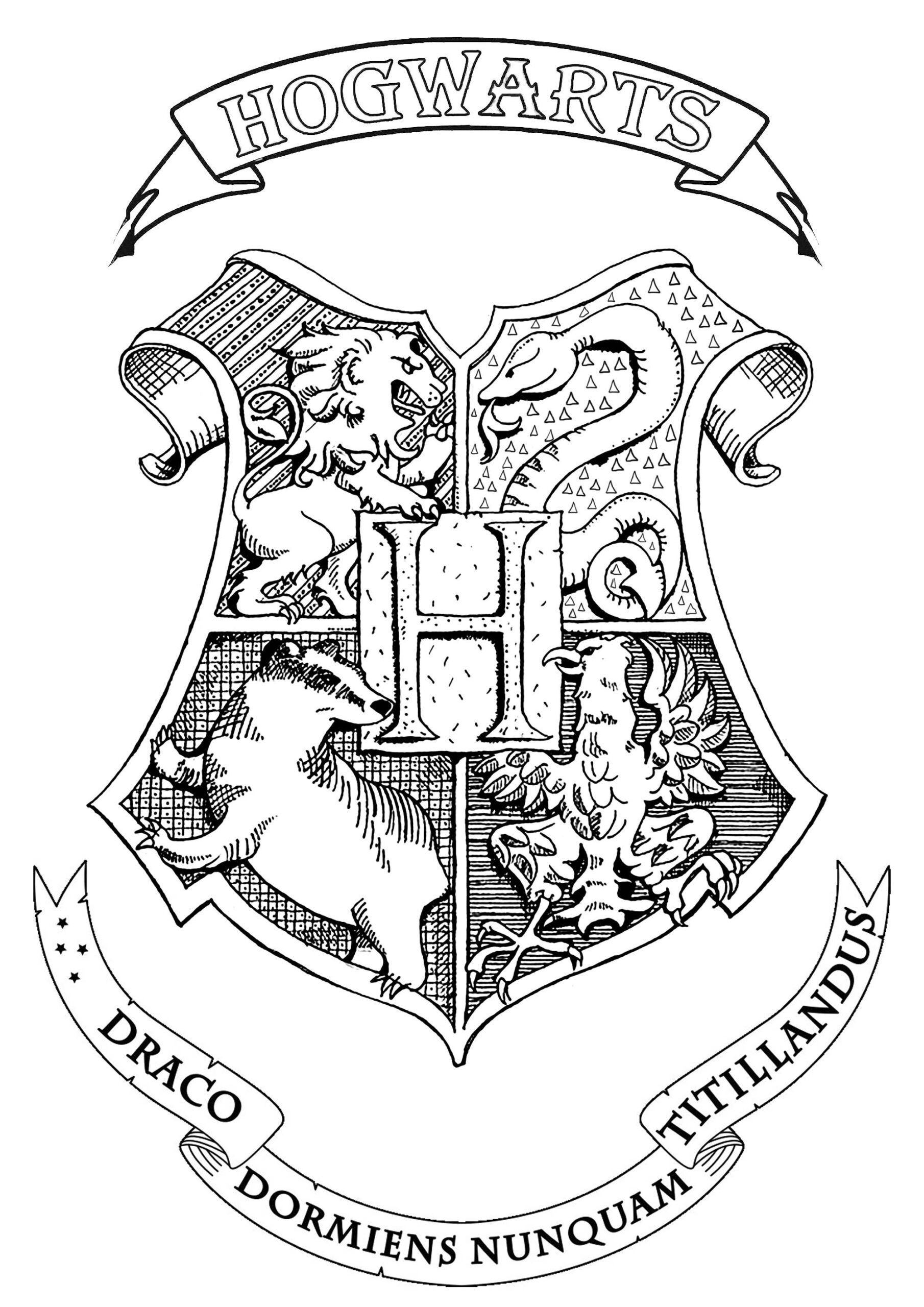 Harry Potter Hogwarts Emblem Book And Comic Coloring Pages