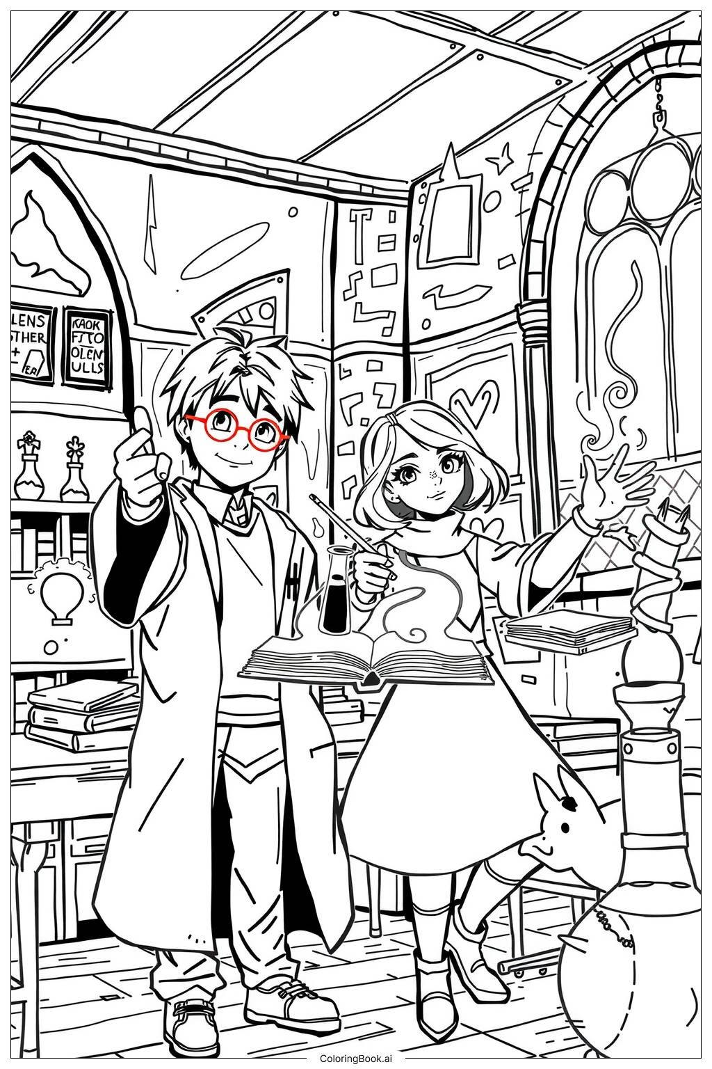 Harry Potter Magical Spells 2 Coloring Page Free PDF PNG Printable 