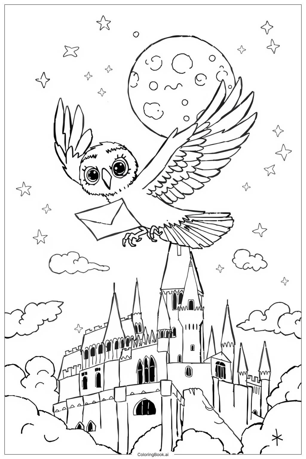 Harry Potter Owl Post 2 Coloring Page Free PDF PNG Printable 