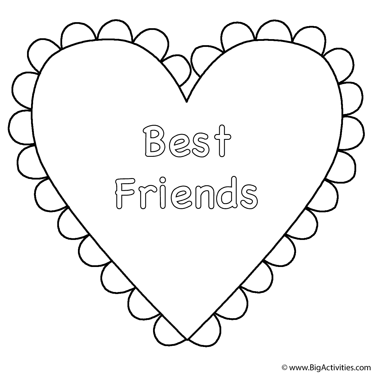 Heart Best Friends Coloring Page Valentine s Day 