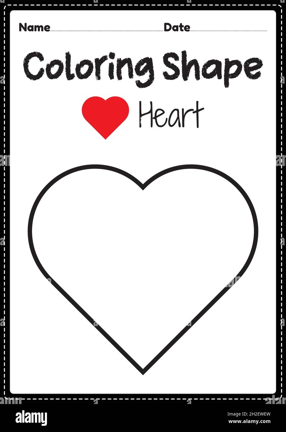 Heart Coloring Page For Preschool Kindergarten Montessori Kids To Practice Visual Art Drawing And Coloring Activities To Develop Creativity Focus Stock Vector Image Art Alamy