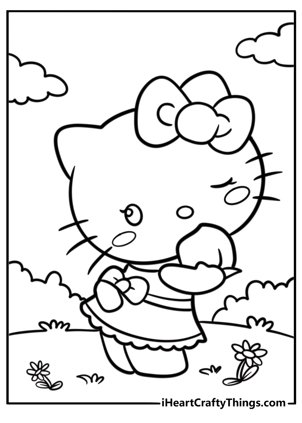 Simple Hello Kitty Coloring Pages