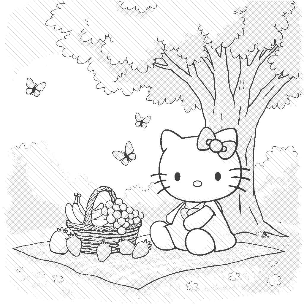 Hello Kitty s Picnic In The Park Coloring Page ColorAI me