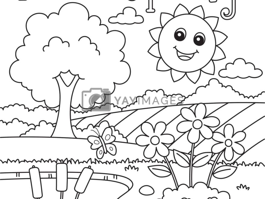 Hello Spring Smiling Sun Coloring Page For Kids By Abbydesign Vectors Illustrations With Unlimited Downloads Yayimages