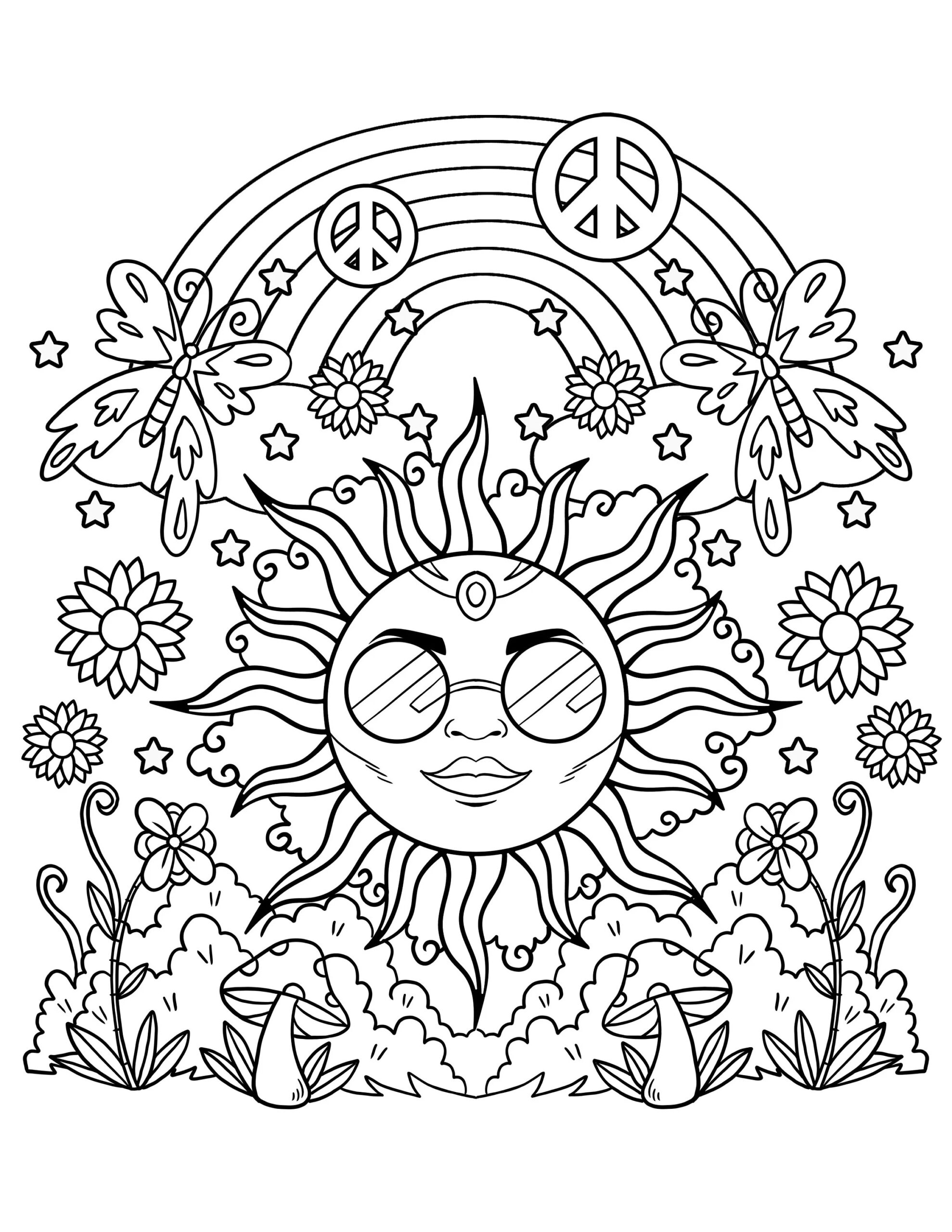Trippy Flower Coloring Pages