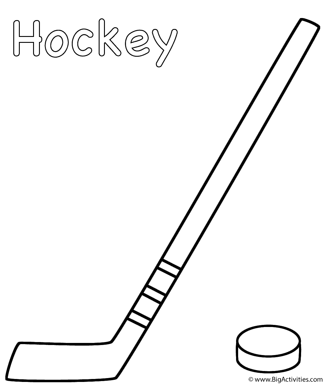 Hockey Stick With Puck Coloring Page Sports 