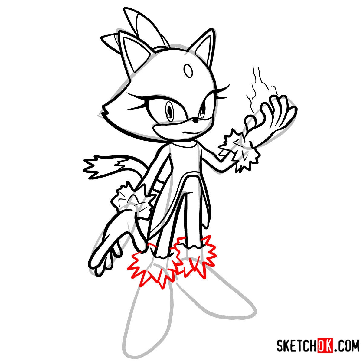How To Draw Blaze The Cat Sonic The Hedgehog