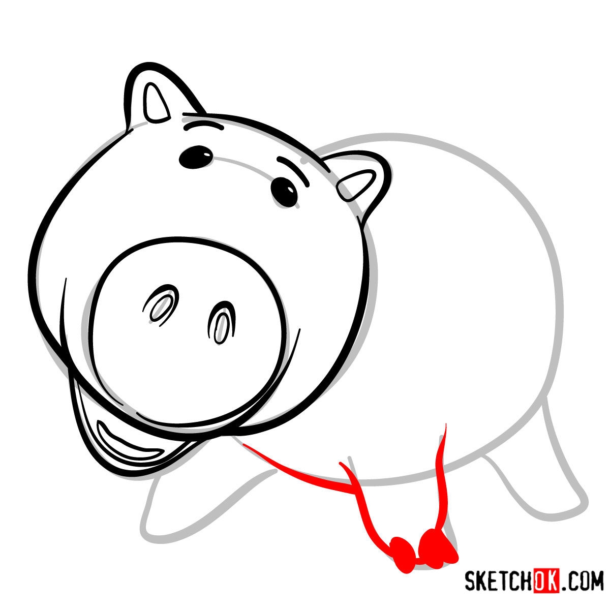 How To Draw Hamm From Toy Story Sketchok Easy Drawing Guides