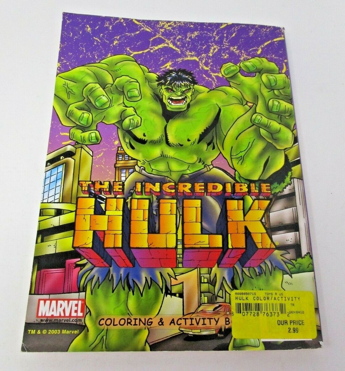 Incredible Hulk Coloring Activity Book 2003 VF Paradise Press EBay