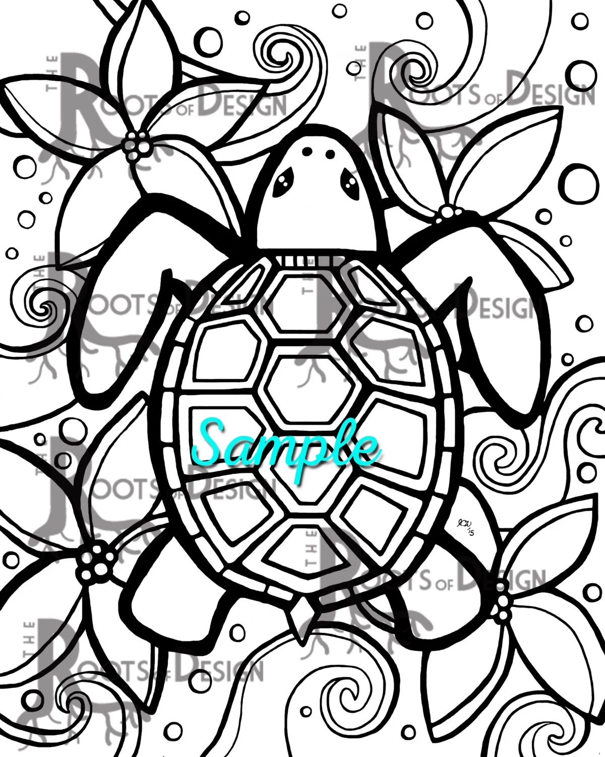 INSTANT DOWNLOAD Coloring Page Simple Turtle Zentangle Inspired Doodle Art Printable Etsy