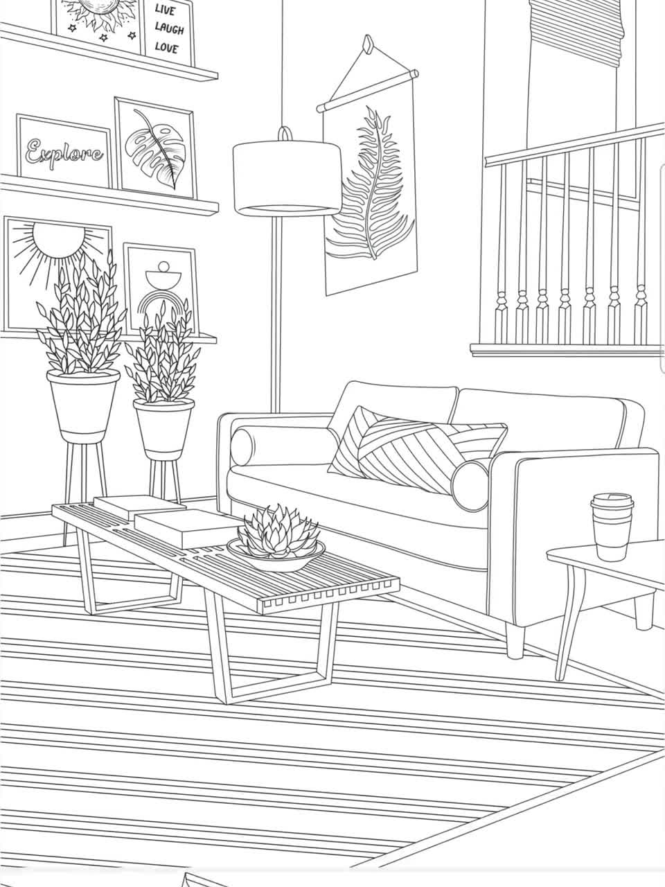 Interior Design Coloring Pages vol 1 Printable Adult Coloring Pages Instant Download Etsy