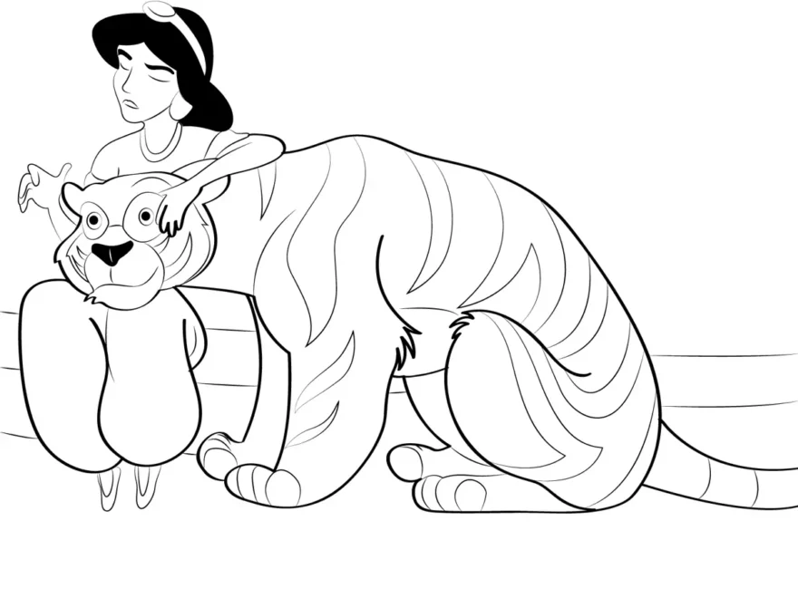 Jasmine And Tiger Coloring Page For Kids Free Aladdin Printable Coloring Pages Online For Kids ColoringPages101 Coloring Pages For Kids