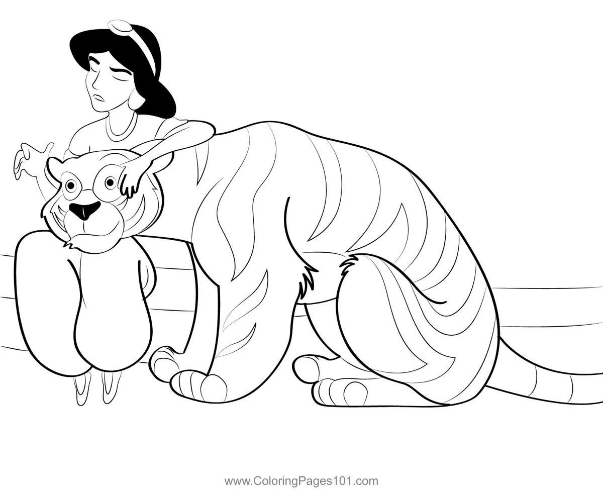 Jasmine And Tiger Coloring Page For Kids Free Aladdin Printable Coloring Pages Online For Kids ColoringPages101 Coloring Pages For Kids