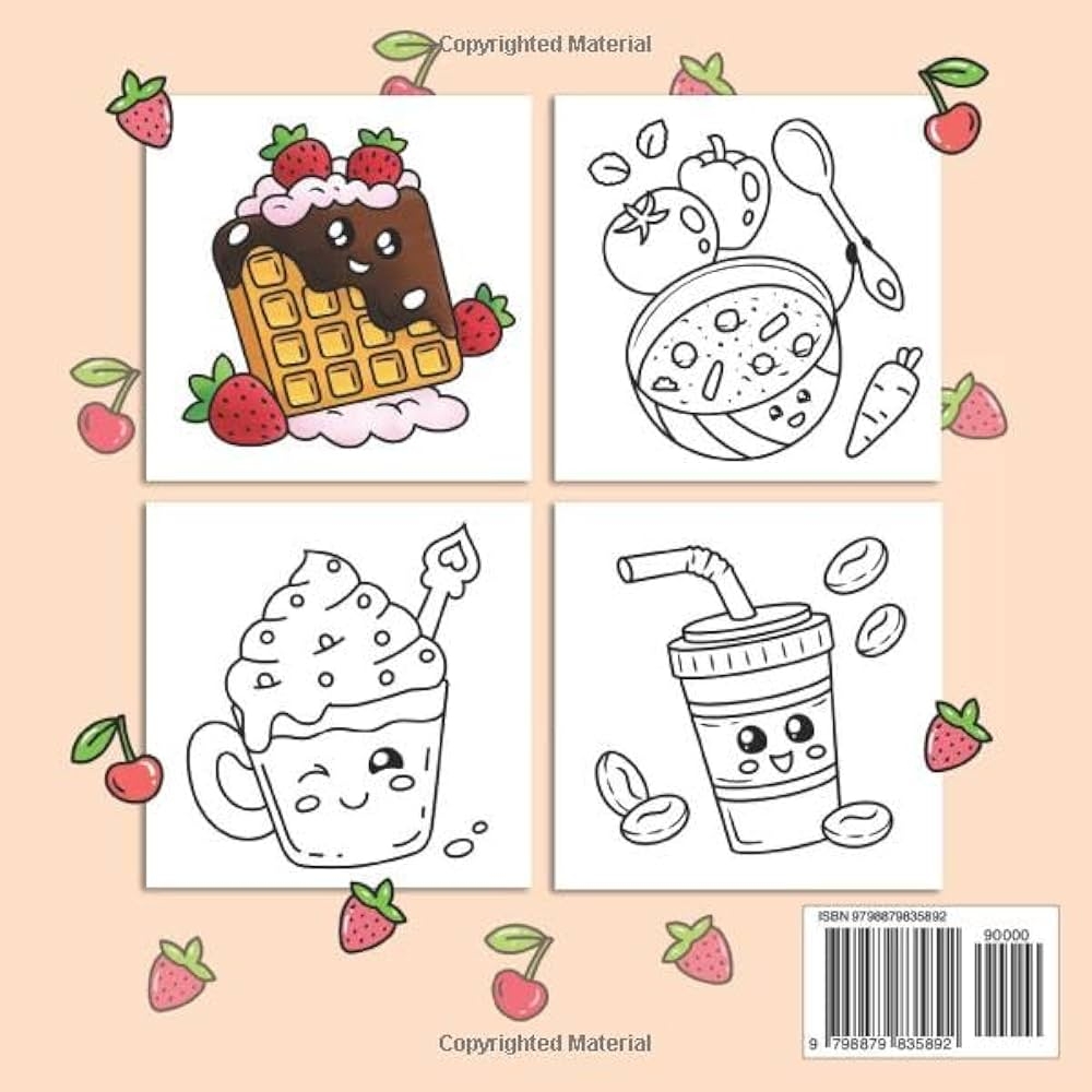 Kawaii Food Coloring Book Bold And Easy Designs For Adults Teens And Kids Simple Cute Illustrations With Food And Drinks Bold Easy Veronica Jeanett 9798879835892 Amazon Books