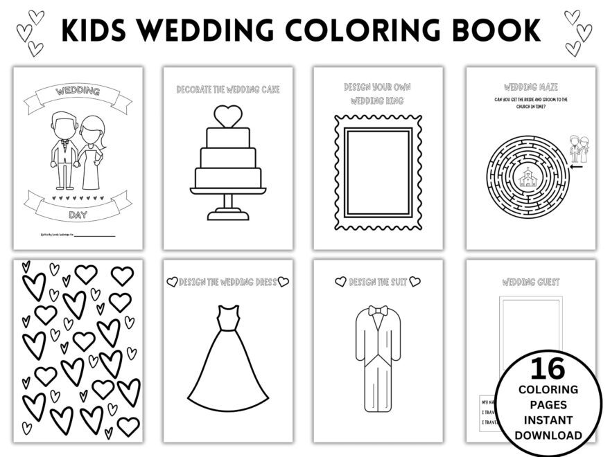 Kids Wedding Coloring Book Kids Coloring Table At Wedding Kids Wedding Favours Kids Wedding Activities Printable Wedding Games Etsy