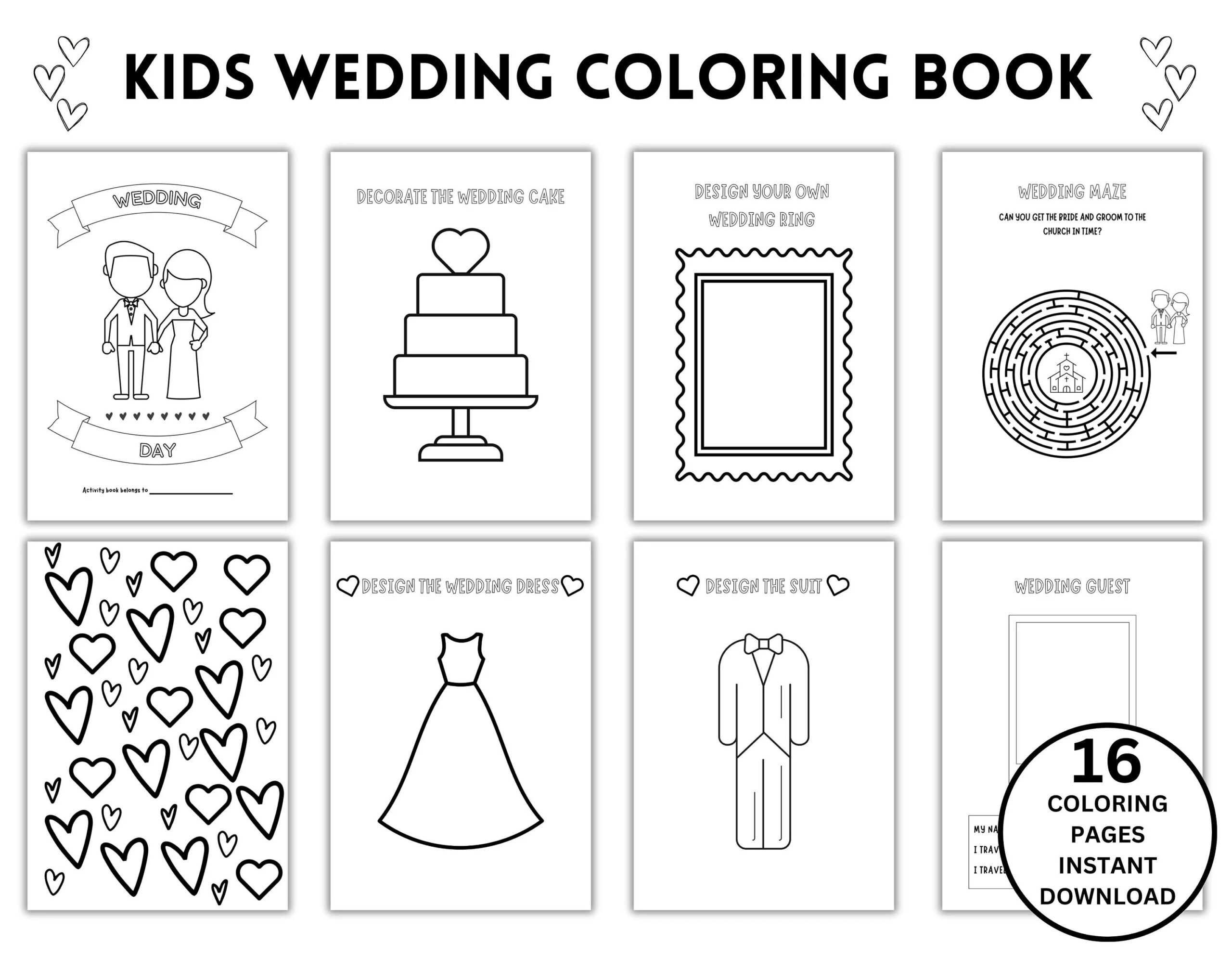 Kids Wedding Coloring Book Kids Coloring Table At Wedding Kids Wedding Favours Kids Wedding Activities Printable Wedding Games Etsy