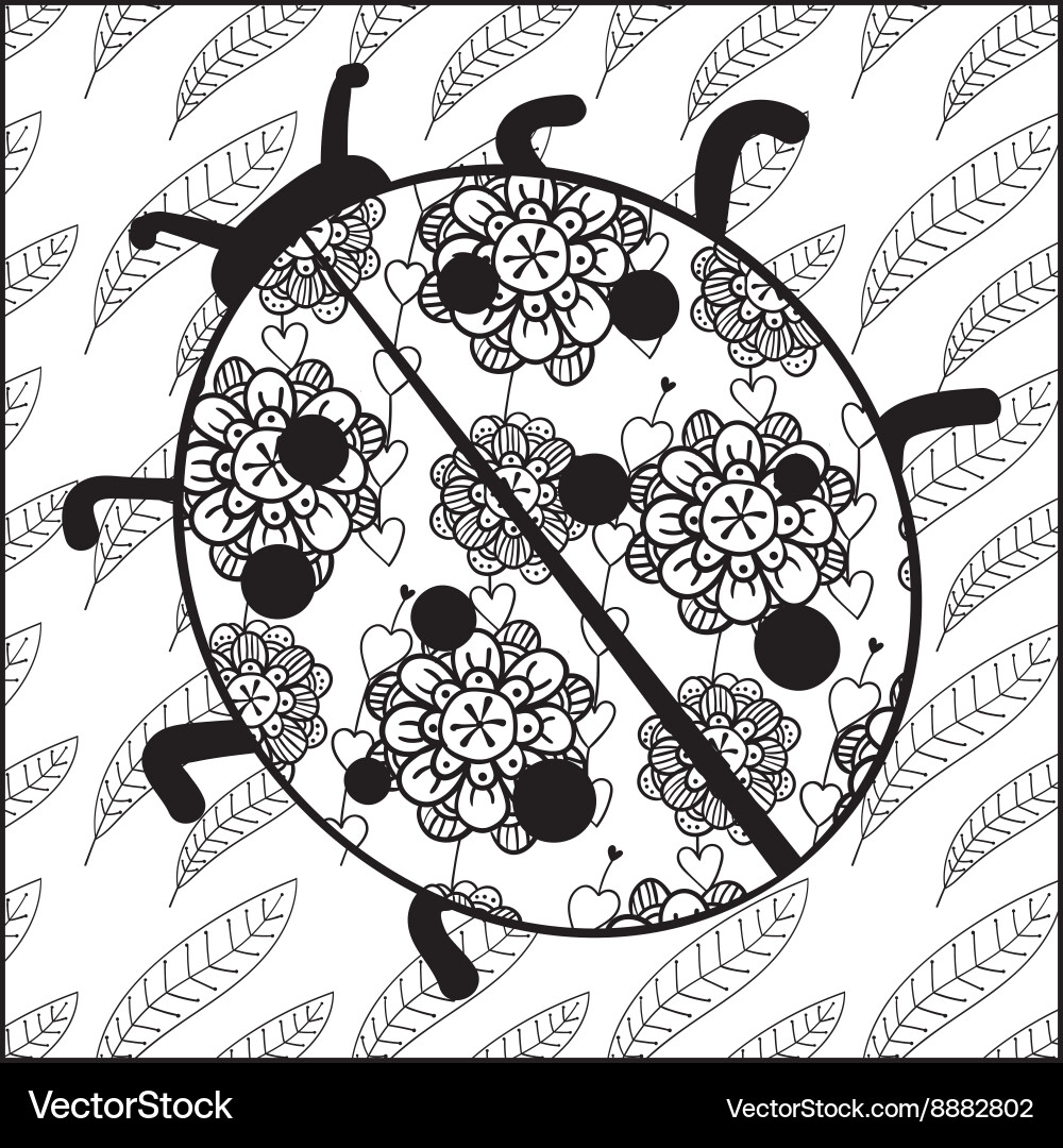 Ladybug Adult Coloring Book Page Royalty Free Vector Image Ladybug Adult Coloring Book Page Royalty Free Vector Image