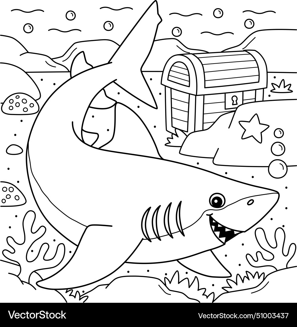 Lemon Shark Coloring Page For Kids Royalty Free Vector Image