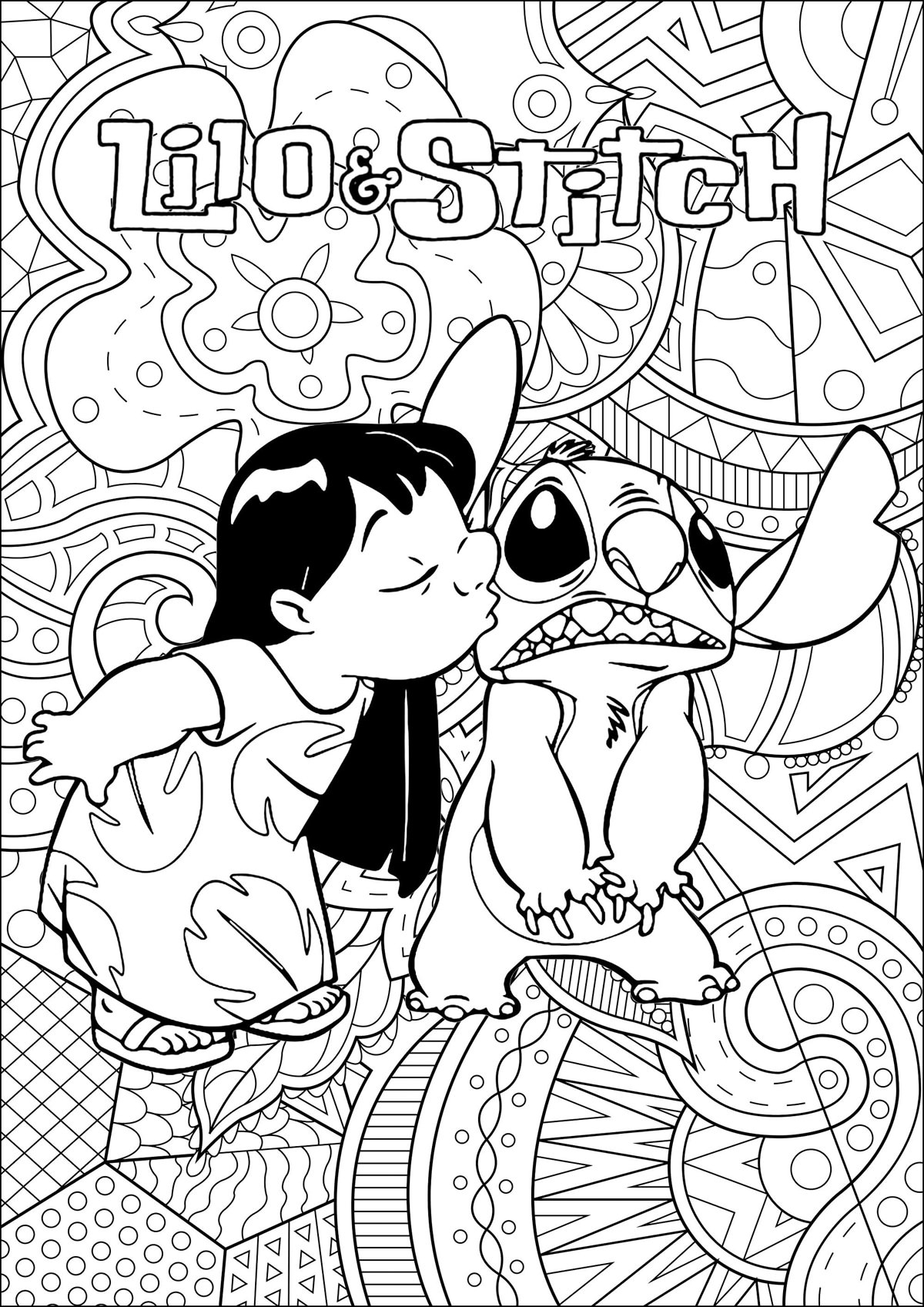 Lilo And Stitch Disney Coloring Pages With Complex Background Return To Childhood Coloring Pages