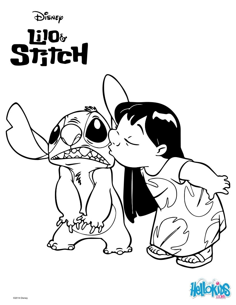 Lilo And Stitch Kiss Coloring Pages Hellokids