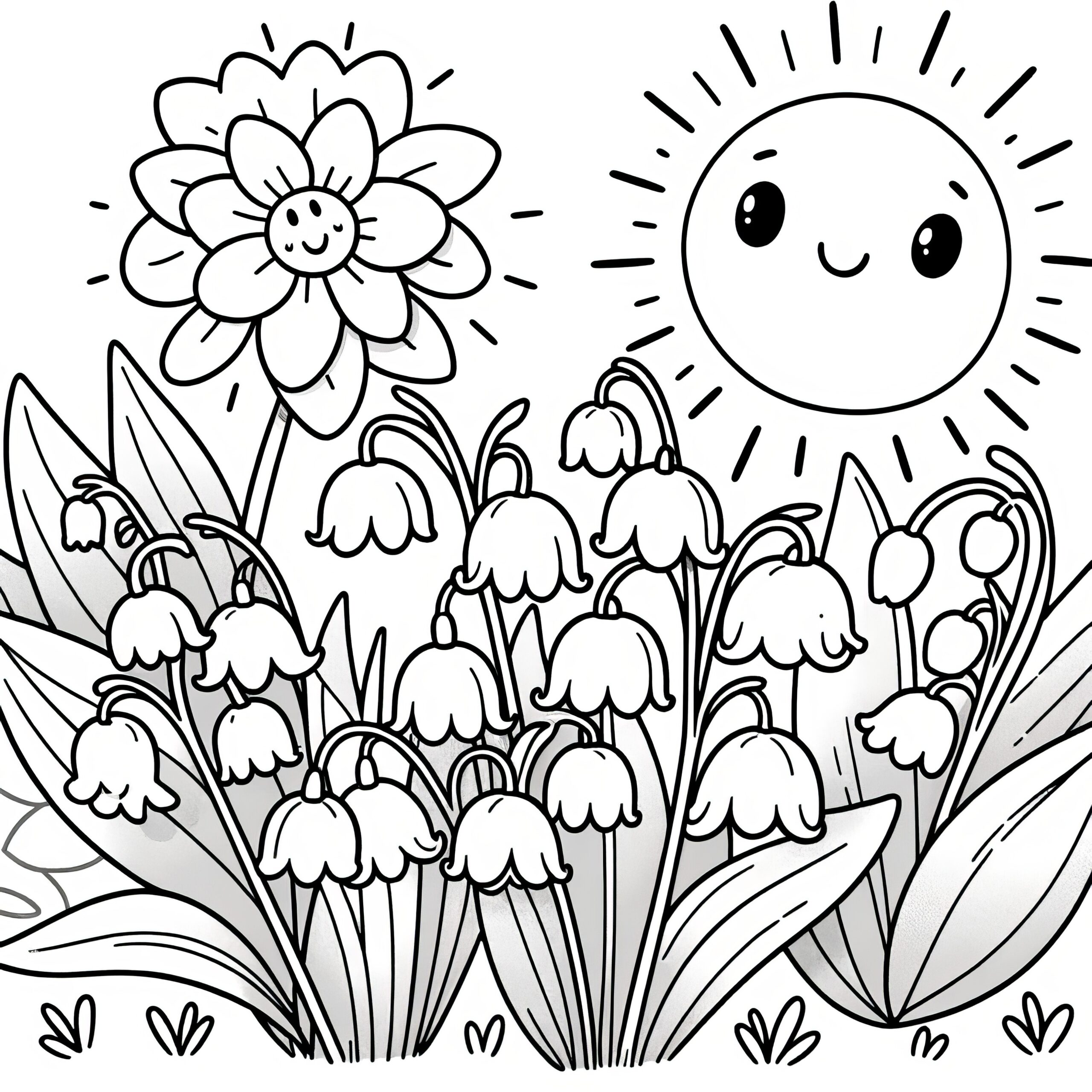 Lily Of The Valley In The Spring Sun Free Coloring Picture Lily Of The Valley In The Spring Sun Free Coloring Picture