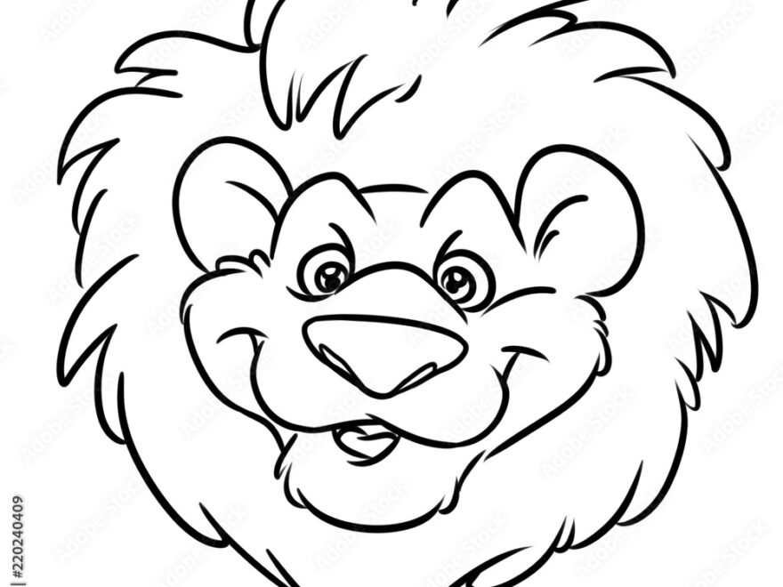 Lion Funny Head Red Mane Emblem Cartoon Illustration Isolated Image Coloring Page Stock Illustration Adobe Stock