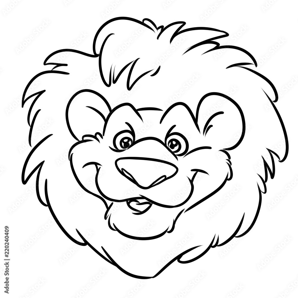 Lion Funny Head Red Mane Emblem Cartoon Illustration Isolated Image Coloring Page Stock Illustration Adobe Stock