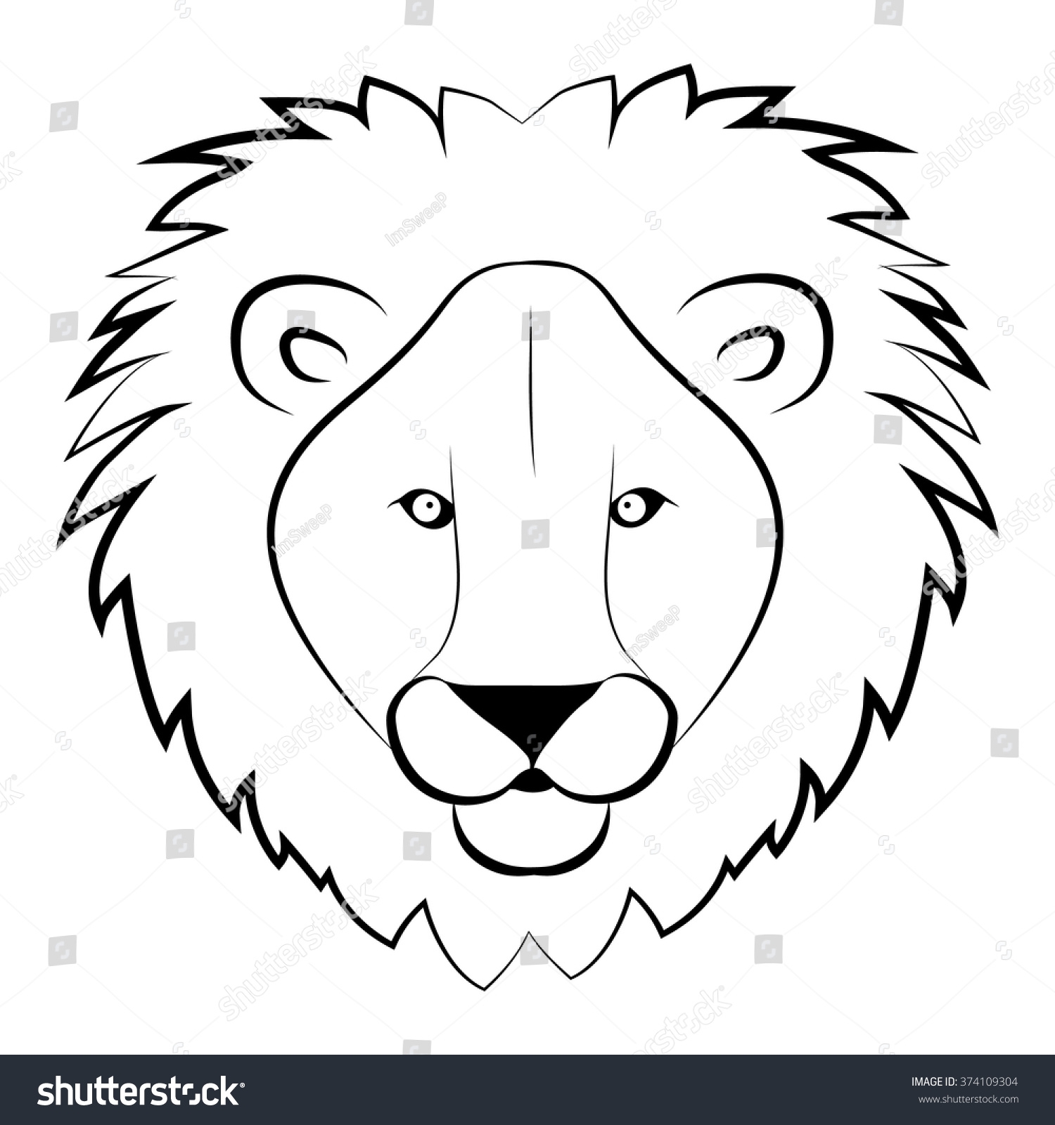 Lion Head Coloring Book Wild Lion Stock Vector Royalty Free 374109304 Shutterstock