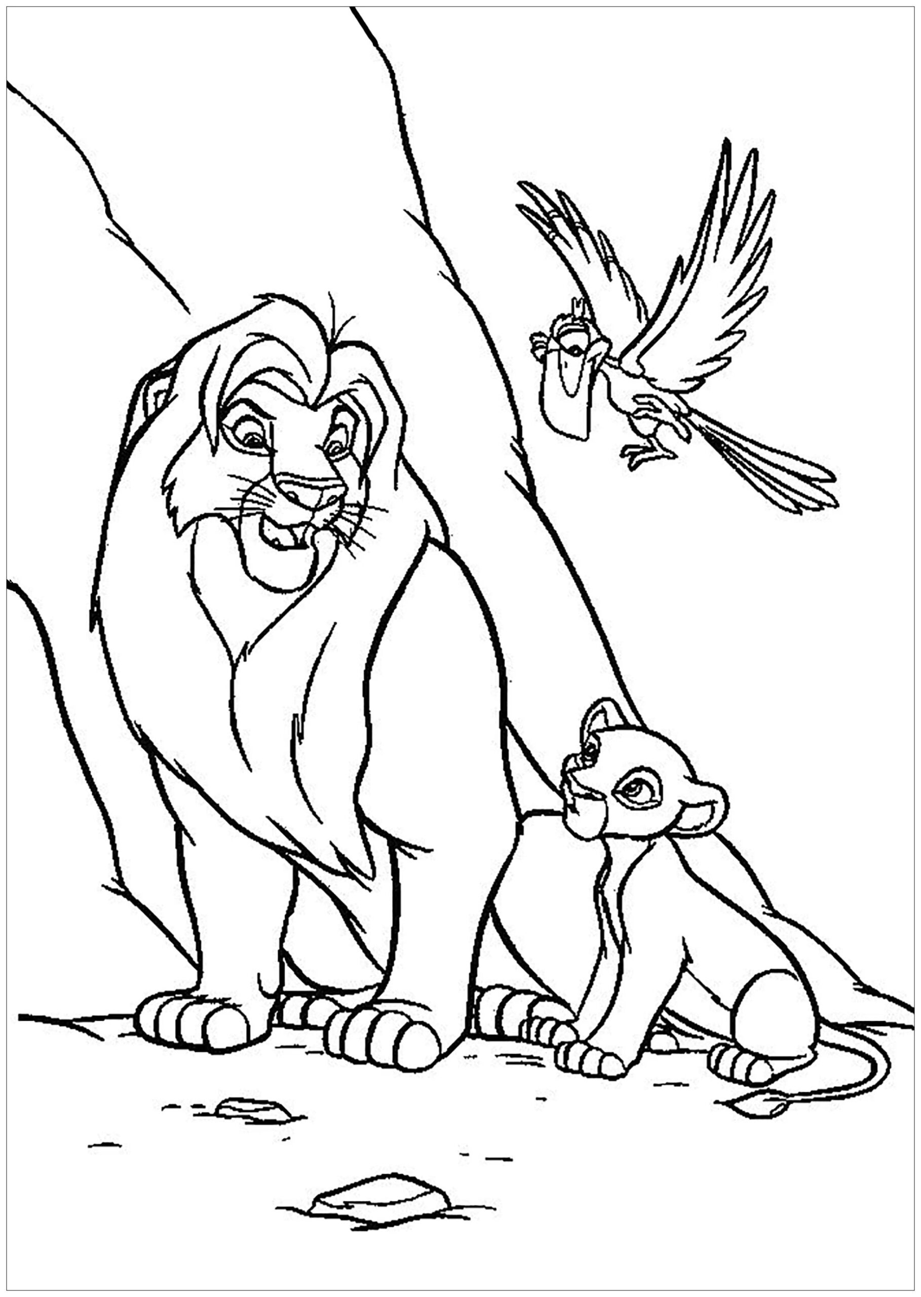 Lion King Coloring Page With Mufasa Simba And Zazu The Lion King Coloring Pages