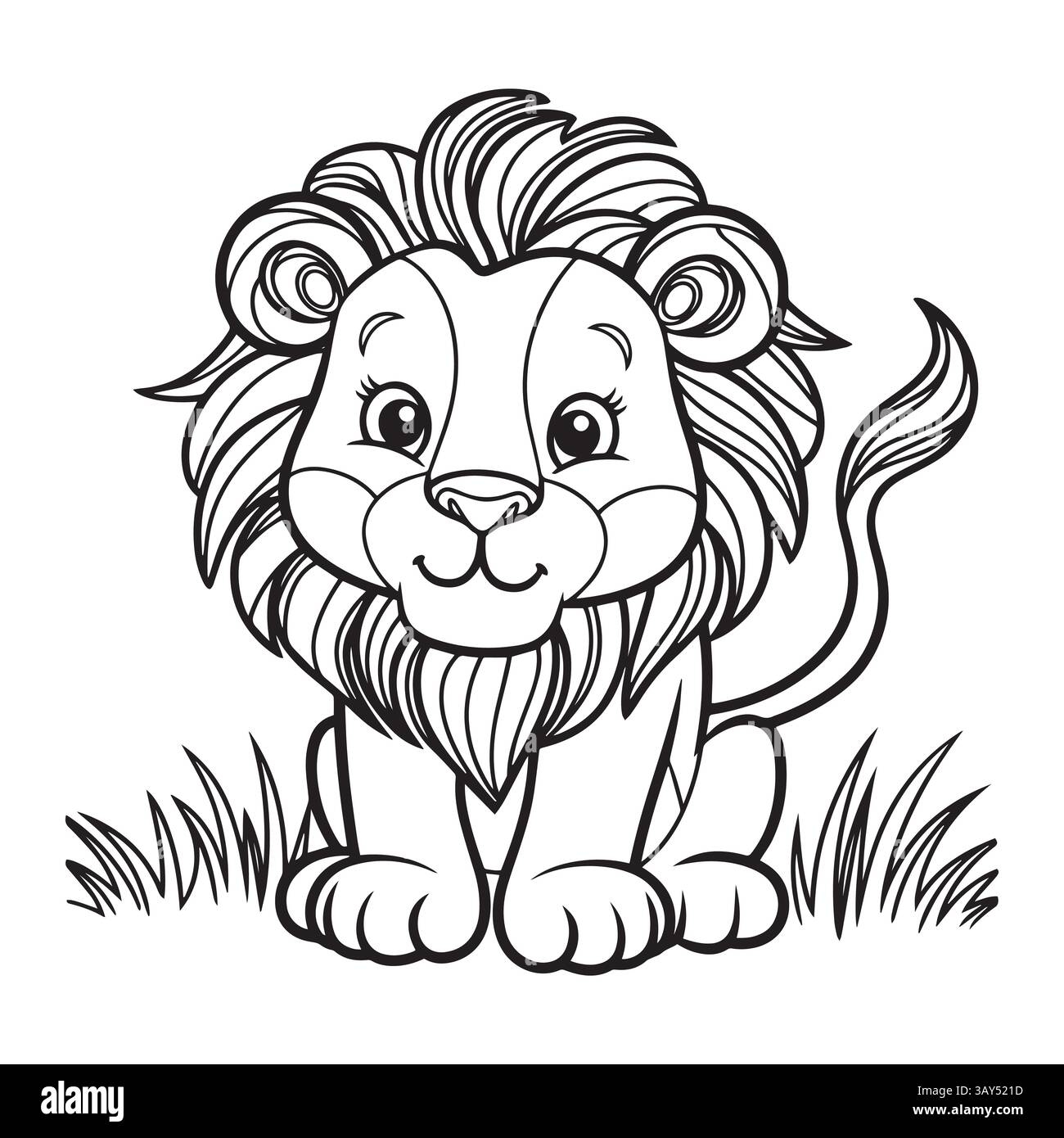 Lion King Coloring Pages Easy Stock Vector Images Alamy