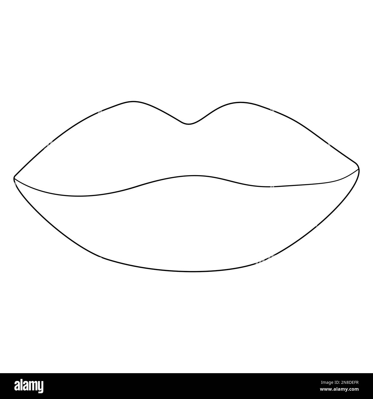 Lips Sign Love Or Valentines Day Concept Flat Vector Outline Illustration For Coloring Book Stock Vector Image Art Alamy