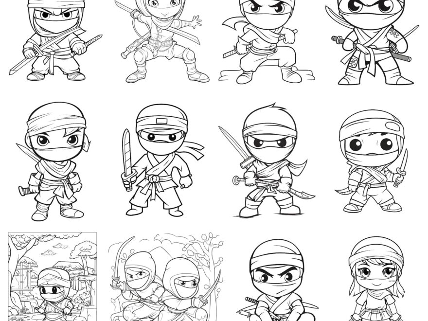 Little Ninja Coloring Pages Cute Ninja Coloring Sheets Ninja Coloring Book Etsy