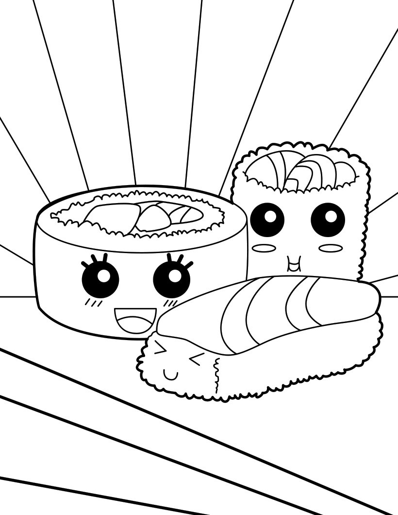 Makis Sushi Coloring Pages Hellokids