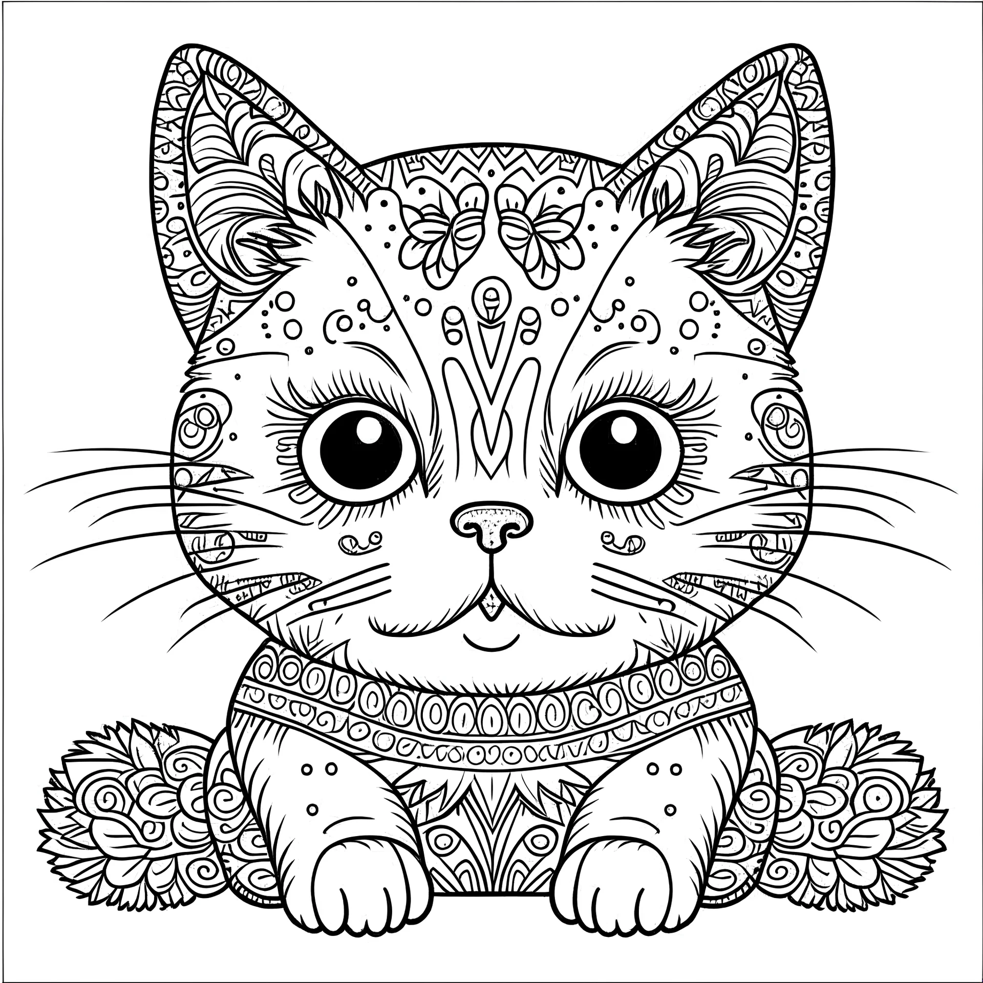 Realistic 3 Kittens Coloring Pages