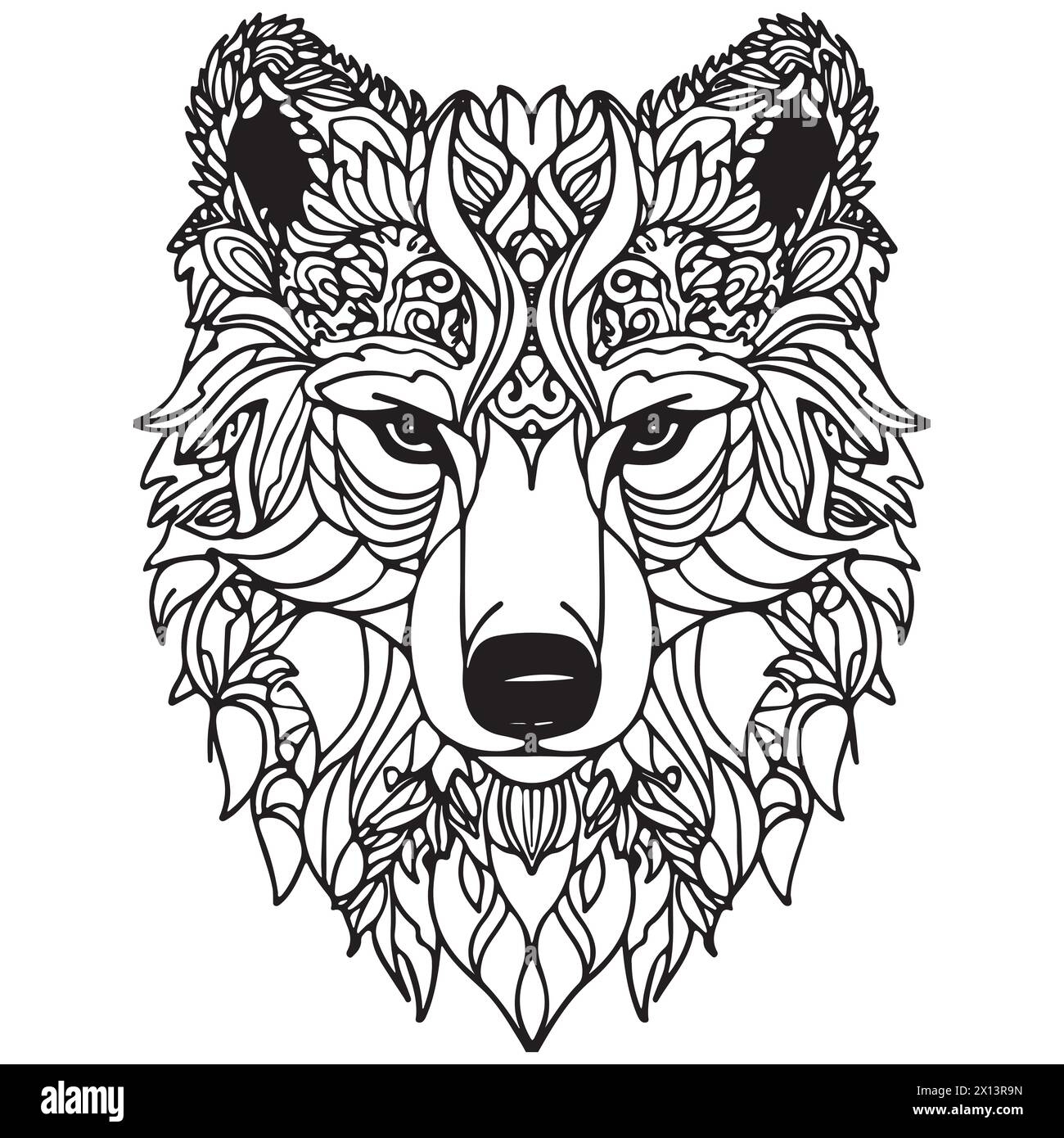 Mandala Coloring Page For Adults Bear Head Zen Spiritual Relax Colouring Book Template Stock Vector Image Art Alamy