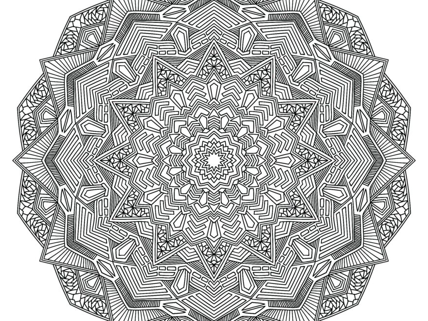 Mandala Coloring Page With Multiple Angles Very Difficult Mandalas for Adults