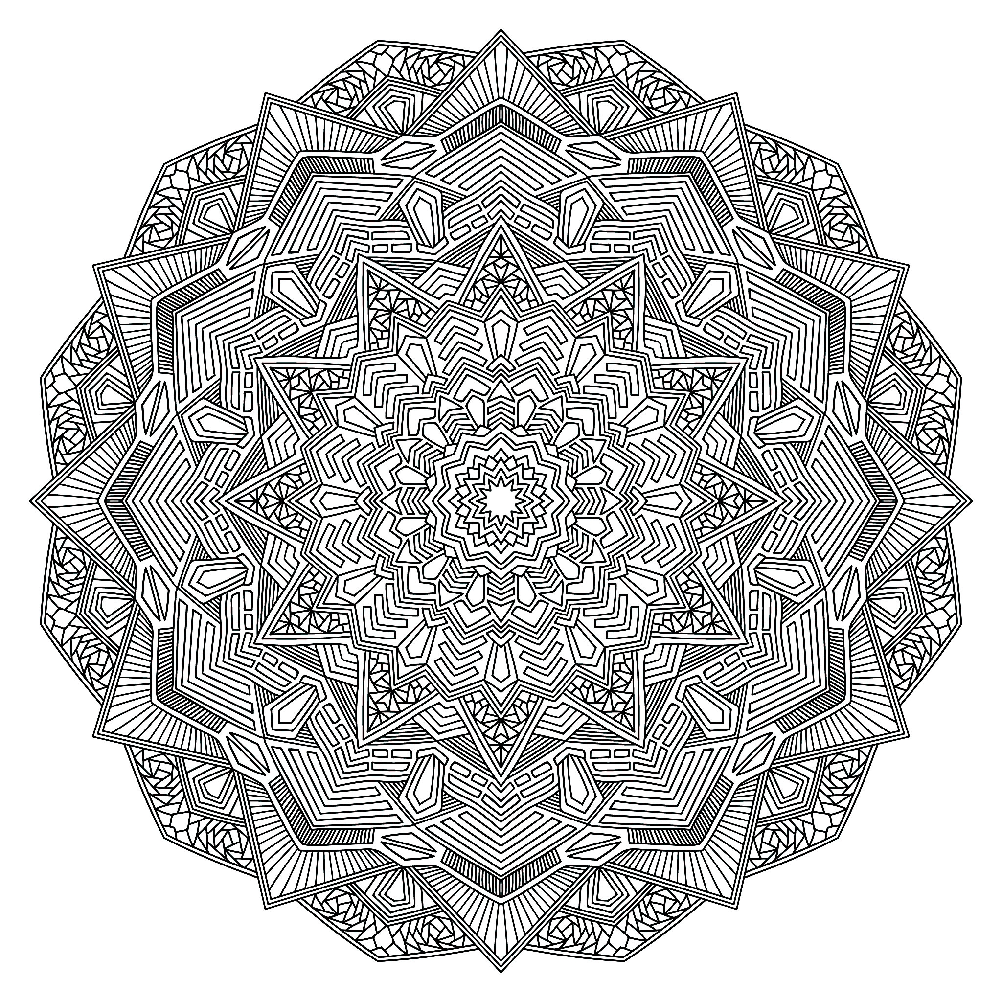 Mandala Coloring Page With Multiple Angles Very Difficult Mandalas for Adults 