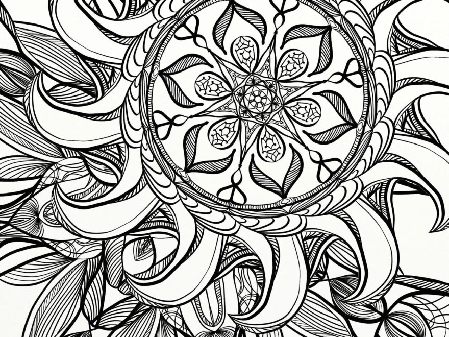 Mandala Spiral Relaxing Adult Coloring Page Great Rainy Day Activity Etsy