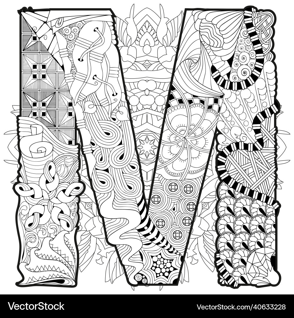 Mandala With Letter M For Coloring Royalty Free Vector Image