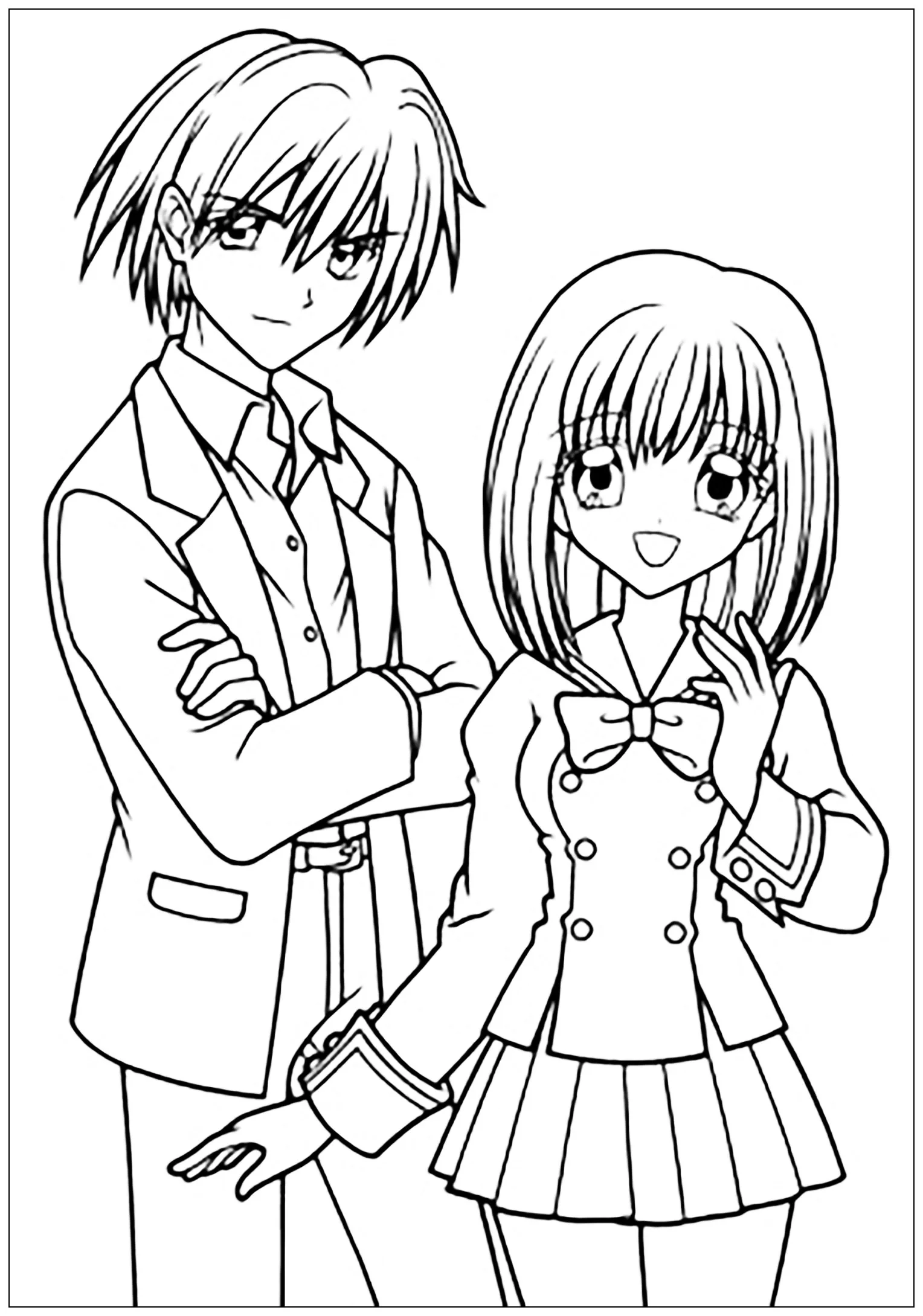 Manga Drawing Boy And Girl In School Suit Manga Anime Coloring Pages For Adults Manga Drawing Boy And Girl In School Suit Manga Anime Coloring Pages For Adults