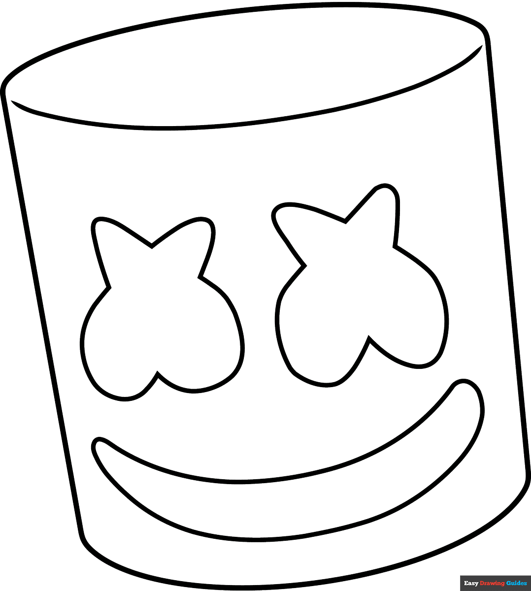 Marshmello Face Coloring Page Easy Drawing Guides